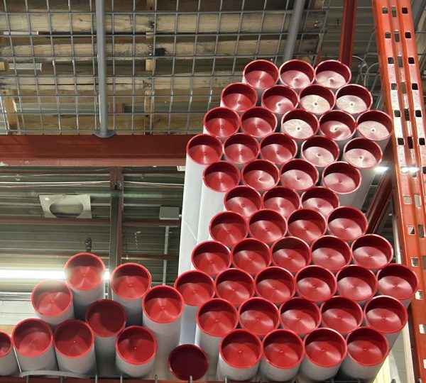 Mailing tube end caps in red