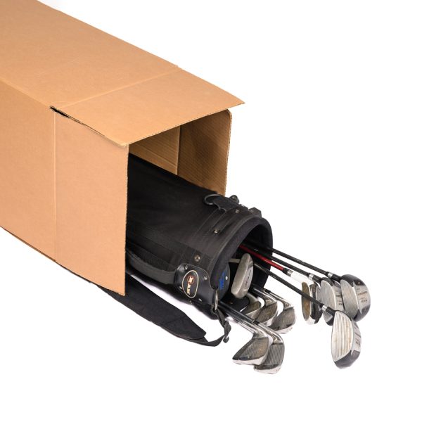 Moving box for large items such as a bag of golf clubs