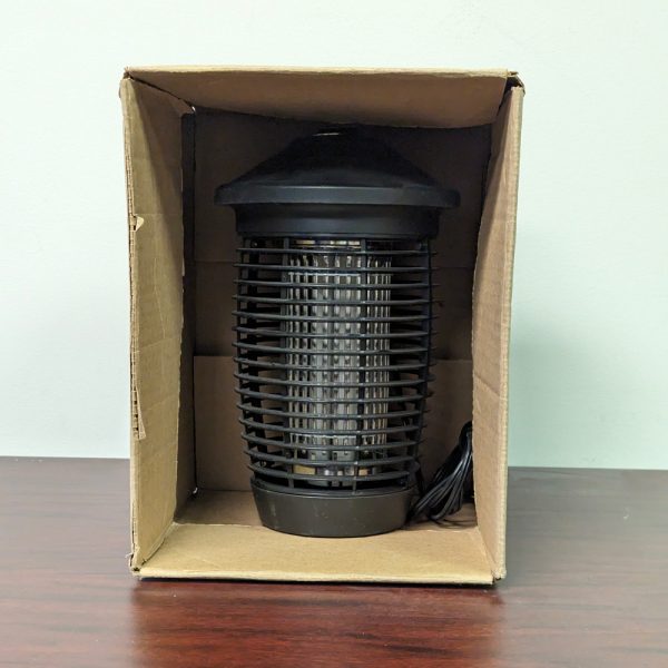 Bug zapper sits inside a 12x9x9 inch stock box