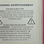 Bilingual Suffocation Warning Label For Bags