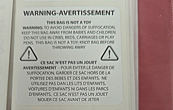 A1040-label-1000 Bilingual Suffocation Warning Label For Bags